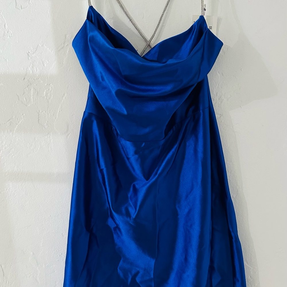 David's Bridal Strapless Royal Blue Dress